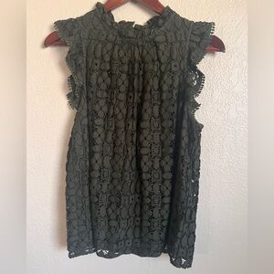 Maeve by Anthropologie Olive Green Crochet Sleeveless Top